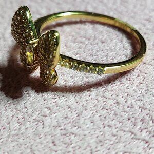 JTV White Cubic Zirconia Butterfly Ring 18K Gold Over Sterling Silver